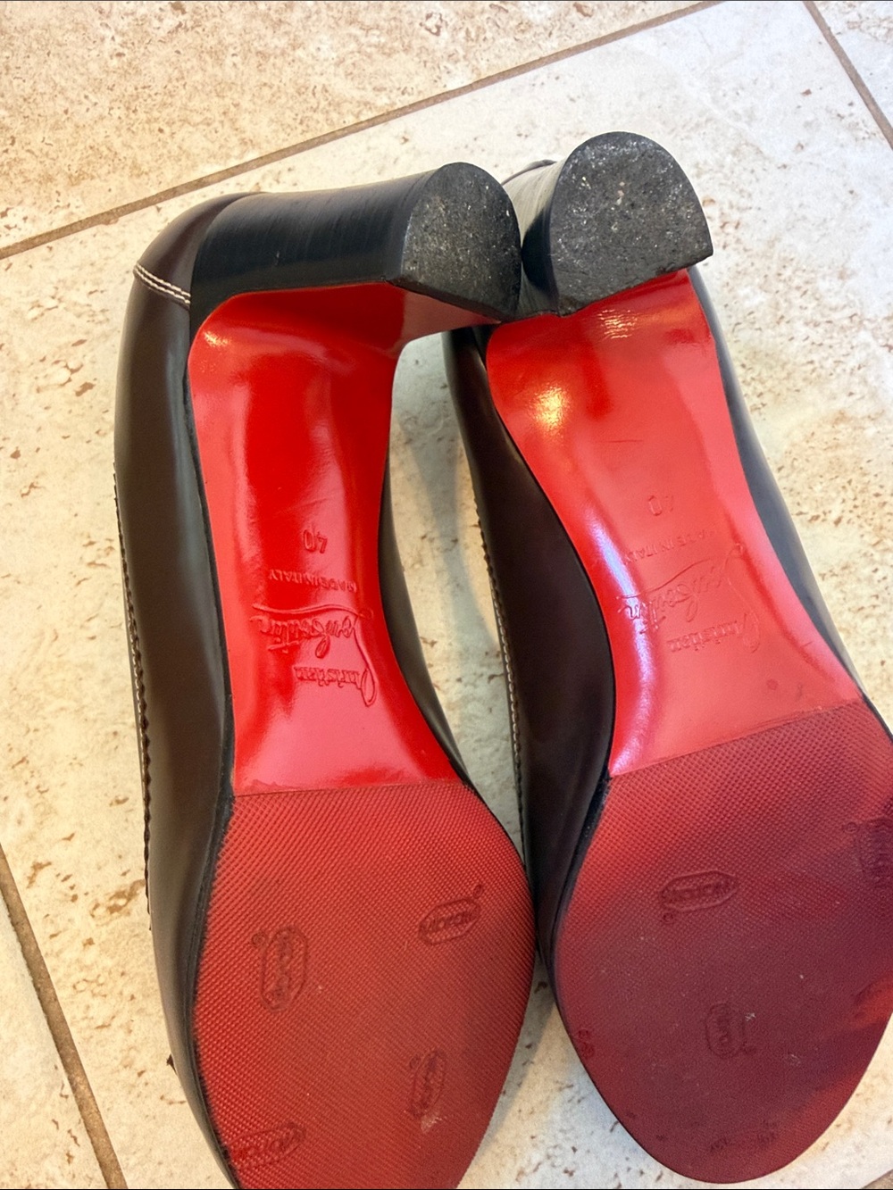 Christian Louboutin Brown Peep-Toe Pumps - Picture 2 of 5